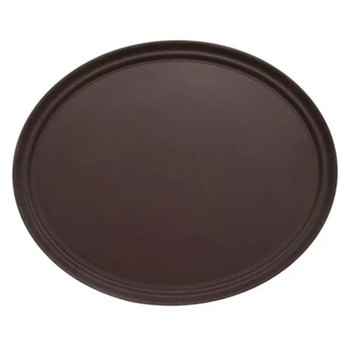 Admiral Craft Admiral Craft 22" x 27" Oval Brown Fiberglass Non-Skid Serving Tray Commercial