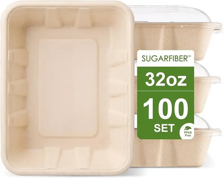 Arvesta 32 oz Bagasse Food Tray – Compostable Takeout Container