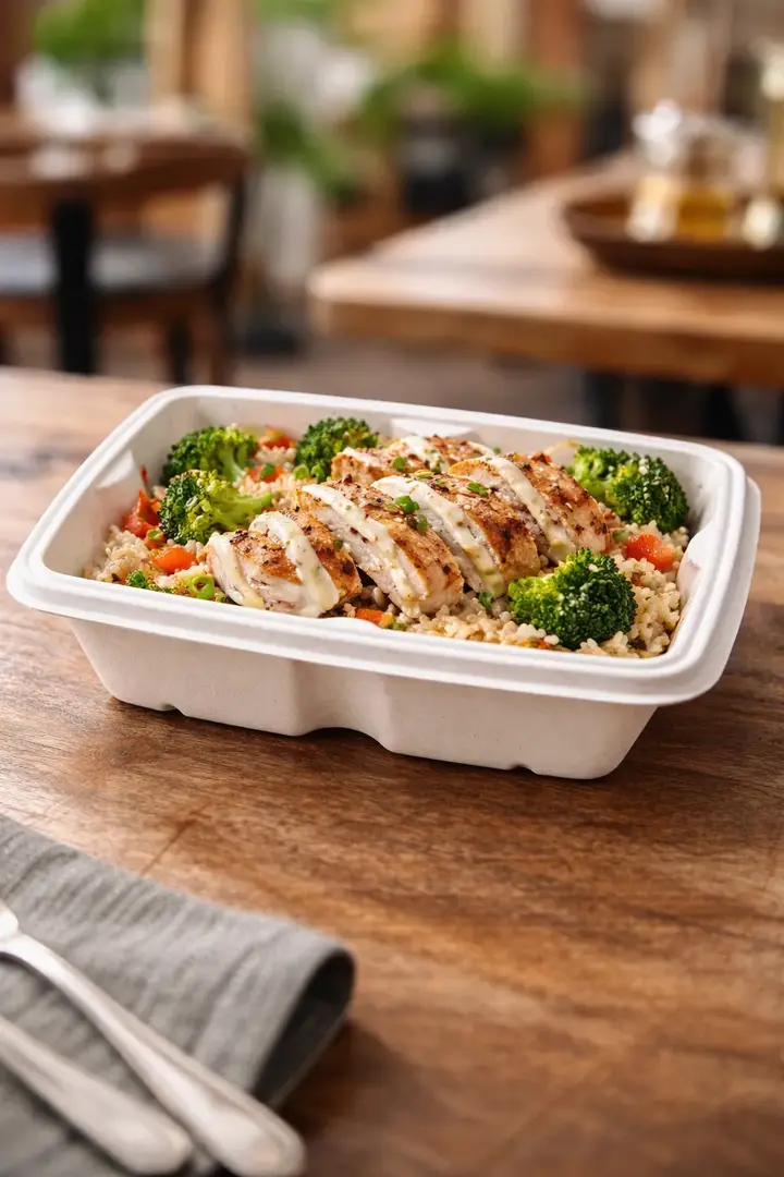 Arvesta 750 ml Bagasse Rectangular Food Container – Compostable Sugarcane Takeout Bowl, Natural ( 100 per sleeve)