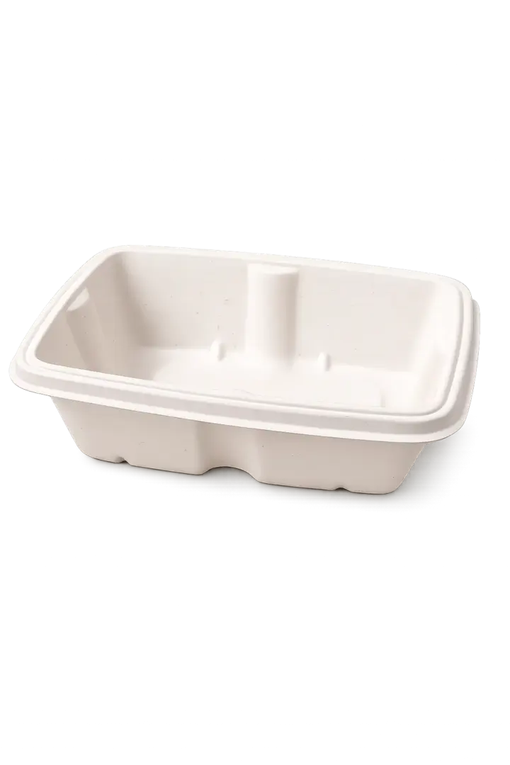 750 ml Bagasse Rectangular Food Container – Compostable Sugarcane Takeout Bowl, Natural (600 per case)