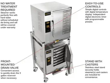 AccuTemp N61201E060 DBL Steamer, Convection, Gas, Boilerless, Floor Model