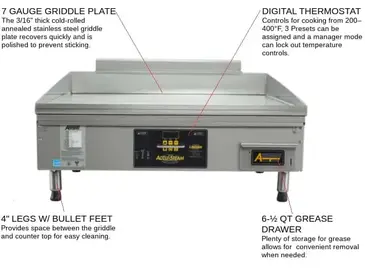 AccuTemp PGF1201A3650-T1 Griddle, Gas, Countertop