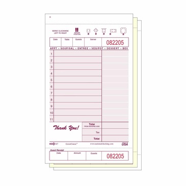 ADAMS FOODSERVICE & HOSPITALTY Guest Check, Maroon, Carbonless, (250/Case) Adams Foodservice 347SW
