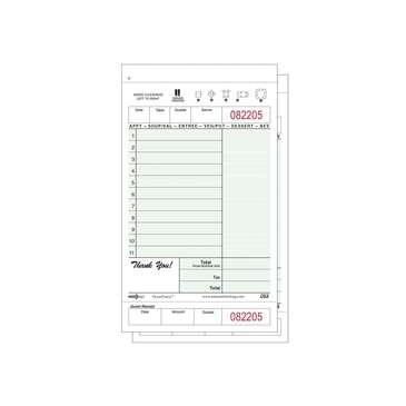 ADAMS FOODSERVICE & HOSPITALTY Guest Check, 4.25" x 7.25", Green, Carbonless, 2 Part, (250/Case), Adams Foodservice 947SW