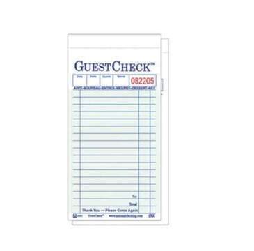 ADAMS FOODSERVICE & HOSPITALTY Guest Check, Green, Carbon, 2 Part, (50/Case) Adams Foodservice G6000G
