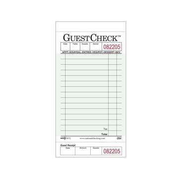 ADAMS FOODSERVICE & HOSPITALTY Guest Check, Green, 1 Part, Board Style, (50Case) Adams Foodservice 3632
