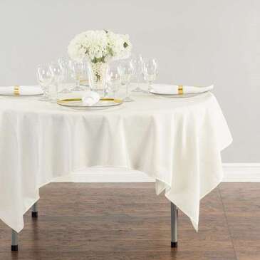 AMBASSADOR LINEN Tablecloth, 70", Ivory, Polyester, Square, Linen Tablecloth