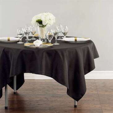 AMBASSADOR LINEN Tablecloth, 70", Black, Polyester, Square, Ambassador Linen 70SQR-010111