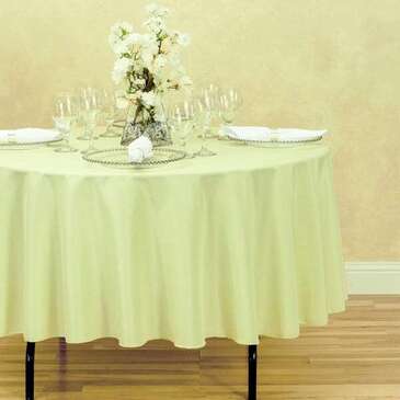 AMBASSADOR LINEN Tablecloth, 90", Tea Green, Polyester, Round, Ambassador Linen 90RND-010161