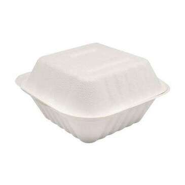 ARVESTA Clamshell Container, 6" X 6", White, Bagasse, 500/case, Arvesta HL-66A