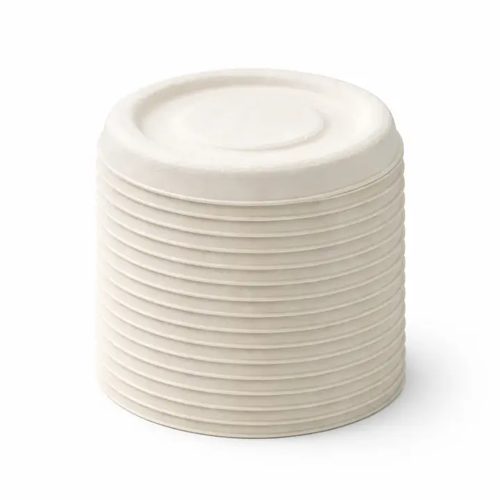 Bagasse Lids for 2 oz Portion Cups – Compostable Sugarcane Condiment Cup Lids( 40 pack case)