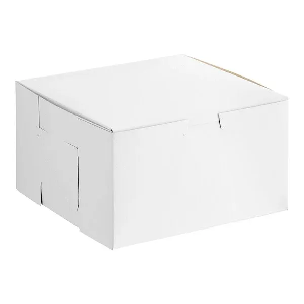 Arvesta Bakery box; Ivory board; White/white; L 7 in.; W 7 in.; H 4 in.
