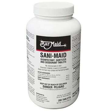 BAR MAID Sanitizer, Quaternary Tablets, (200/Bottle), Bar Maid DIS-207