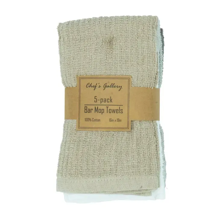 Ardous Trading Ardous Trading Bar mop towels; 100% cotton; L 16 in.; W 19 in.; 4 colors assortment; 5/PK