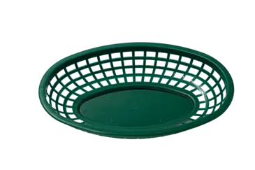 Basket, 9-3/8" x 6" x 1-7/8", Forest Green, Polyethylene, Oval, TableCraft 1074FG