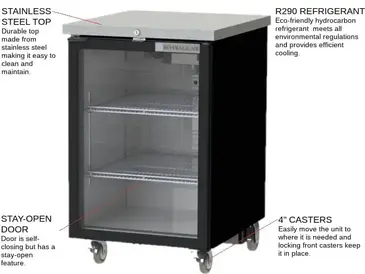 Beverage Air BB24HC-1-G-S Back Bar Cabinet, Refrigerated