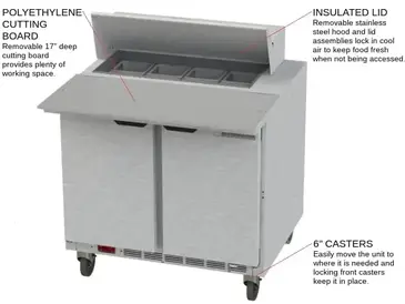 Beverage Air SPE36HC-08C Refrigerated Counter, Sandwich / Salad Unit