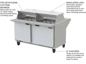 Beverage Air SPE60HC-24M-DS Refrigerated Counter, Mega Top Sandwich / Salad Un