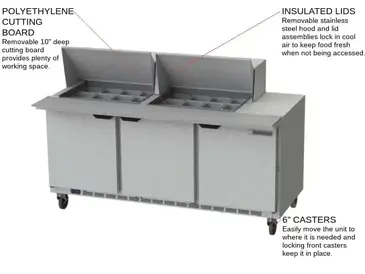 Beverage Air SPE72HC-24M Refrigerated Counter, Mega Top Sandwich / Salad Un