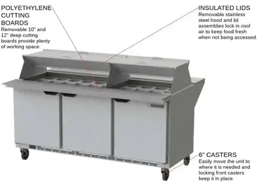 Beverage Air SPE72HC-30M-DS Refrigerated Counter, Mega Top Sandwich / Salad Un