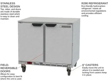 Beverage Air UCF36AHC Freezer, Undercounter, Reach-In