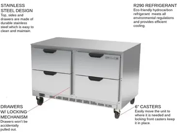 Beverage Air UCFD48AHC-4 Freezer, Undercounter, Reach-In