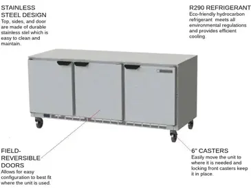 Beverage Air UCR72AHC Refrigerator, Undercounter, Reach-In