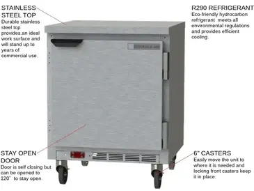 Beverage Air WTF27HC-FLT Freezer Counter, Work Top