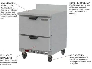 Beverage Air WTFD27AHC-2 Freezer Counter, Work Top