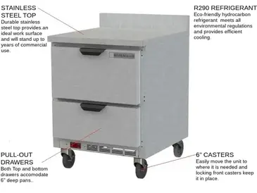 Beverage Air WTFD27AHC-2-FIP Freezer Counter, Work Top