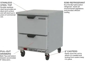 Beverage Air WTRD27AHC-2-FLT Refrigerated Counter, Work Top