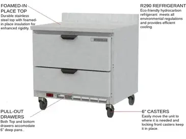 Beverage Air WTRD36AHC-2-FIP Refrigerated Counter, Work Top