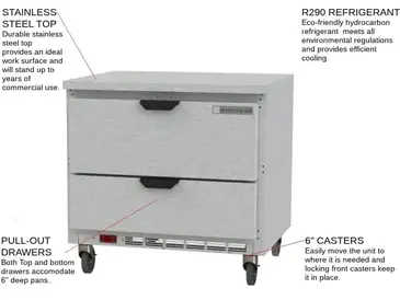 Beverage Air WTRD36AHC-2-FLT Refrigerated Counter, Work Top