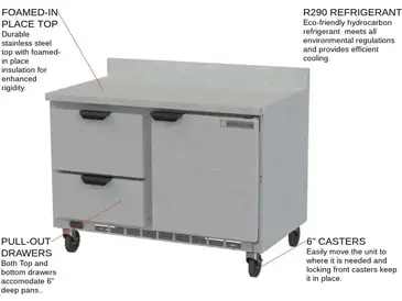 Beverage Air WTRD48AHC-2-FIP Refrigerated Counter, Work Top