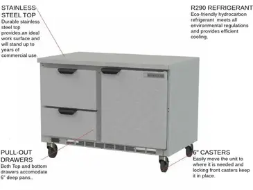 Beverage Air WTRD48AHC-2-FLT Refrigerated Counter, Work Top