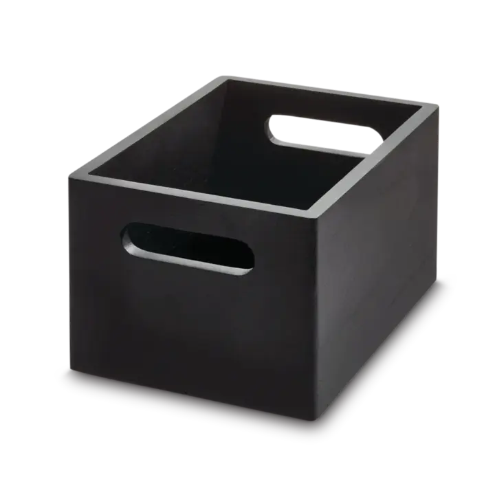 MAZEL Bin w/Handle, Wood, Narrow, Black