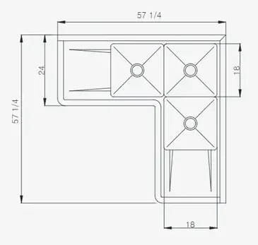 Blue Air 3C18-12L-2D Sink, Corner, Compartment