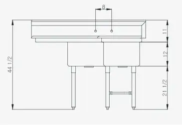 Blue Air 3C18-12L-2D Sink, Corner, Compartment