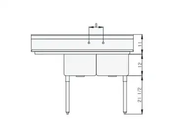 Blue Air BS2-18-12/L Sink, (2) Two Compartment