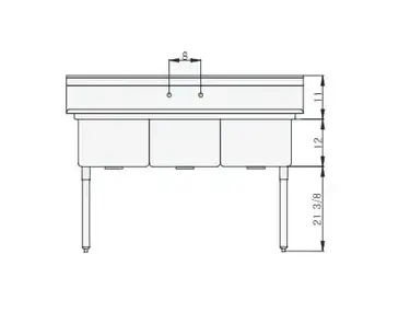 Blue Air BS3-18-12/N Sink, (3) Three Compartment