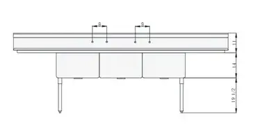 Blue Air BS3-24-14/2D Sink, (3) Three Compartment