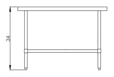 Blue Air EW2418 Work Table,  12" - 21", Stainless Steel Top