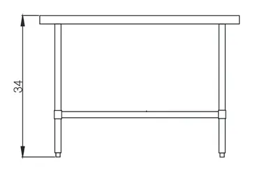 Blue Air EW2460 Work Table,  54" - 62", Stainless Steel Top