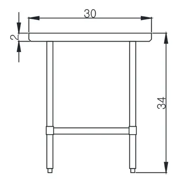 Blue Air EW3030 Work Table,  30" - 35", Stainless Steel Top