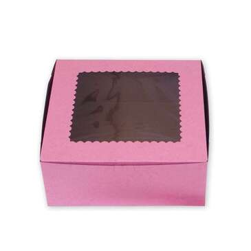 BOXIT CORPORATION Bakery Box, 10" x 10" x 4", Strawberry, Paperboard, w/ Window, (100/Case) Box-it 10104W-195