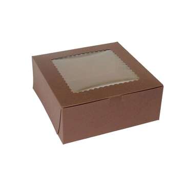 BOXIT CORPORATION Bakery/Cupcake Box, 10" x 10" x 4", Chocolate, Paperboard, 6 Cup/12 Mini, w/ Window, (100/Case) Box-it 10104W-513