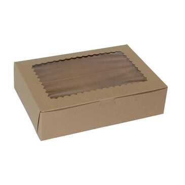 BOXIT CORPORATION Bakery/Cupcake Box, 12" x 9" x 4", Kraft, Paperboard, 6 Jumbo Cup, w/ Window, (100/Case) Box-it 1294W-501