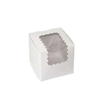 BOXIT CORPORATION Bakery/Cupcake Box, 4" x 4" x 4", White, Paperboard, 1 Cup, (100/Case), Box-it 444W-126
