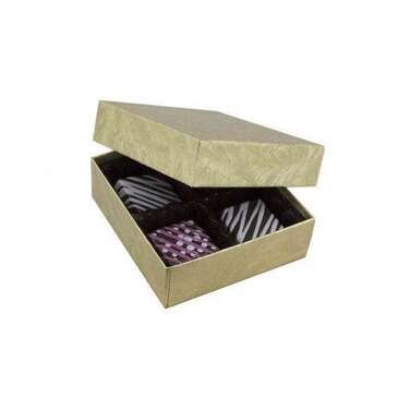 BOXIT CORPORATION Candy Box, 3-1/2" x 3-1/4" x 1-1/8", Elegant Gold, Paperboard, (100/Case) BOXit 804-2044