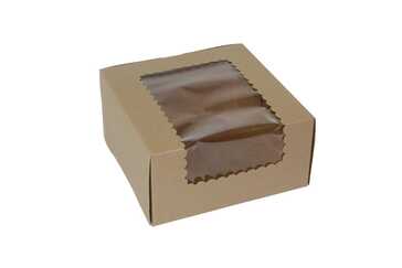BOXIT CORPORATION Bakery/Cupcake Box, 8" x 8" x 4", Kraft, 4 Cup, w/ Window, (100/Case) Box-it 884W-501